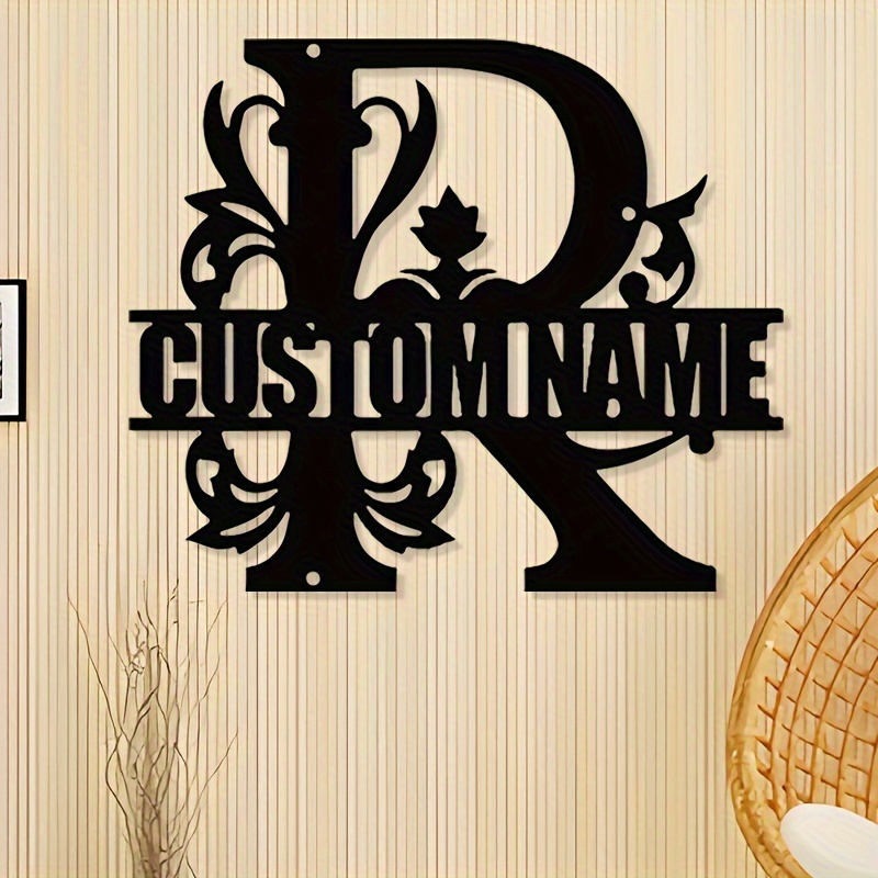 customized iron split letter monogram sign personalized metal family name wall decor custom name welcome sign for home wedding gift suitable   14 details 1