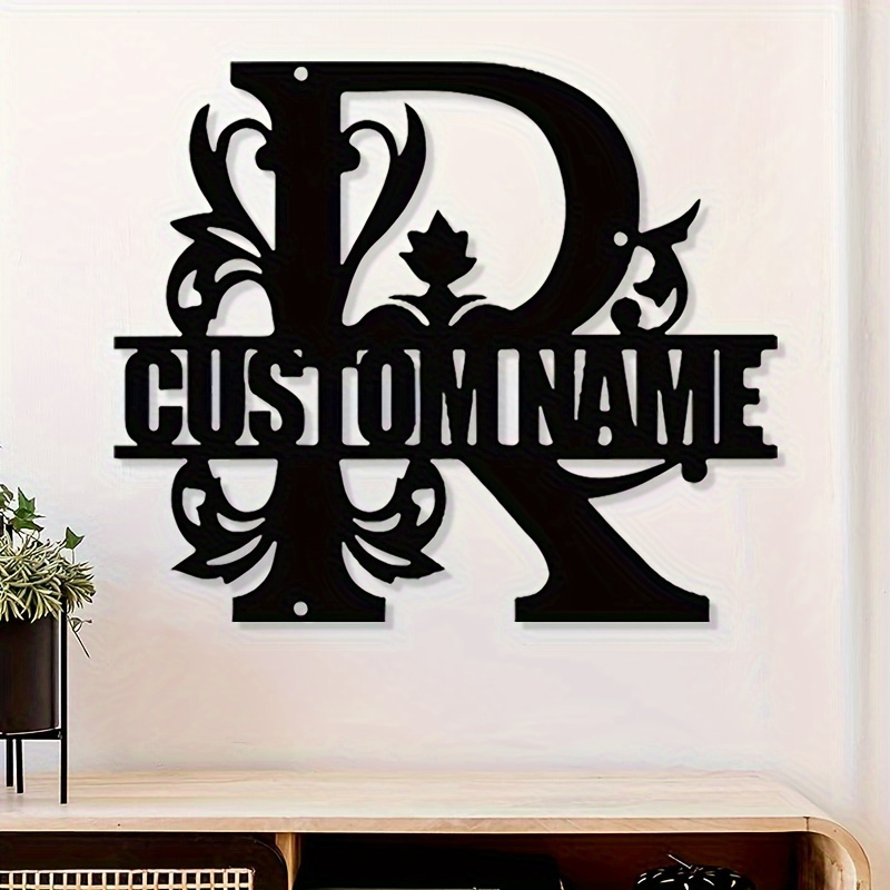 customized iron split letter monogram sign personalized metal family name wall decor custom name welcome sign for home wedding gift suitable   14 details 3