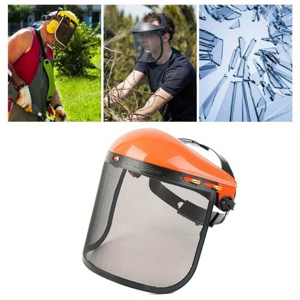 

Metal Mesh Safety Face Shield, Full Face Protection For Chainsaw, Electric Cutting, Forestry & Logging Work, Adjustable Headgear, Transparent Visor For Clear Visibility