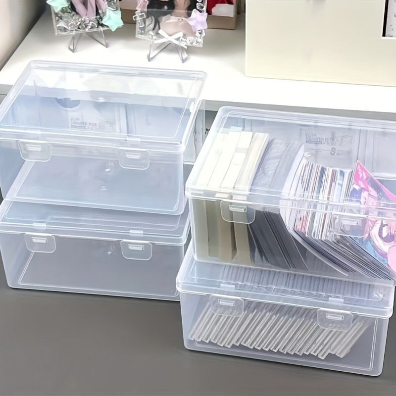 

Transparent Plastic Storage Box, Double Cover Design: Suitable For Dorms, Schools, Offices And Bedrooms - Material: Plastic