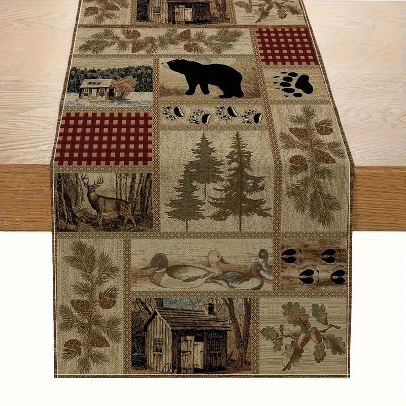 

Table Runner - Rustic Wildlife & Animals Design, Thanksgiving Dinners & Holiday Parties, Indoor/outdoor Decor, Decor