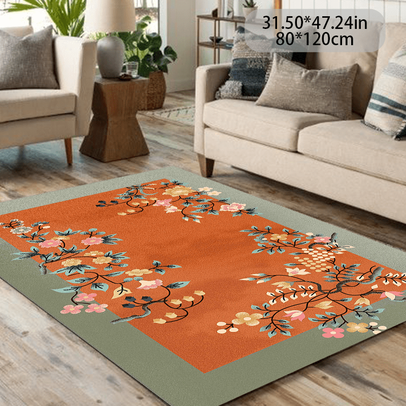 

Lozo Luxury Velvet Floral Area Rug - Soft, Machine Washable With Non-slip Backing For Living Room, Bedroom, Office, And More - Large 1.8m+ Size