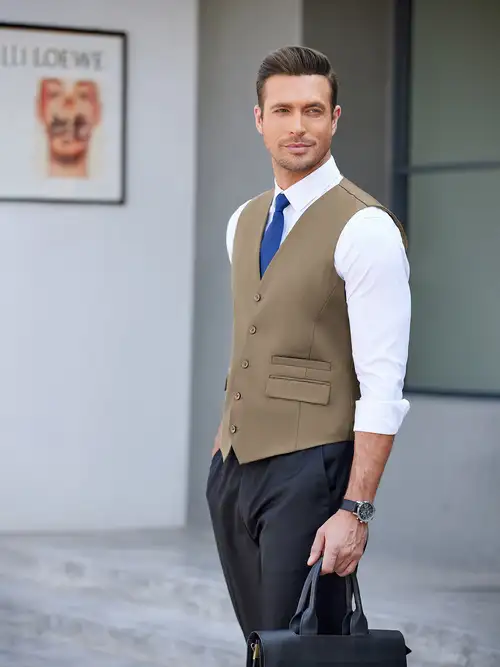 evening dress waistcoat purcolt Men's Herringbone Tweed Suit Vests V-Neck Casual Business Vests Slim Fit Formal Dress Waistcoat for Groosmen Prom Wedding Party