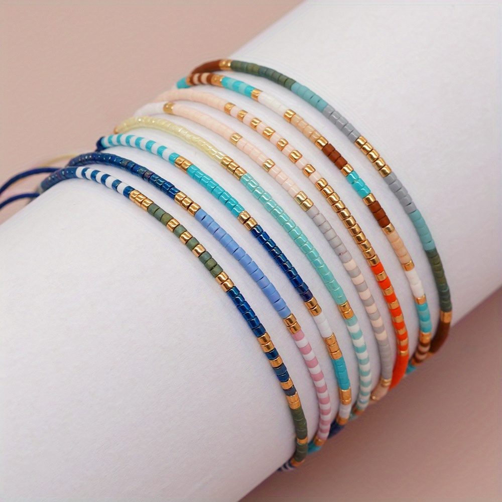 

8 Nouveau Bracelet Perles de Miyuki de Bohémien à et Extrêmement Fin