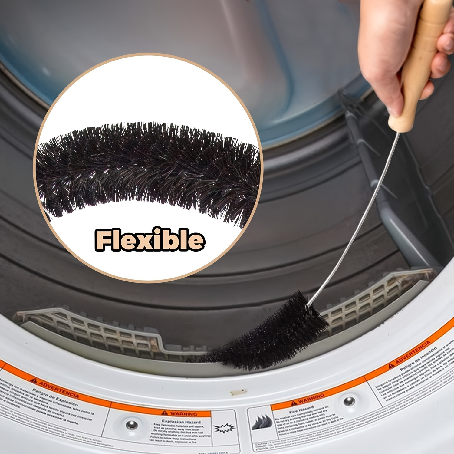 Kit Nettoyage Ventilation Sèche-Linge - Flexible 6m + Adaptateur Aspirateur - Élimine Peluches - Prévention Incendie