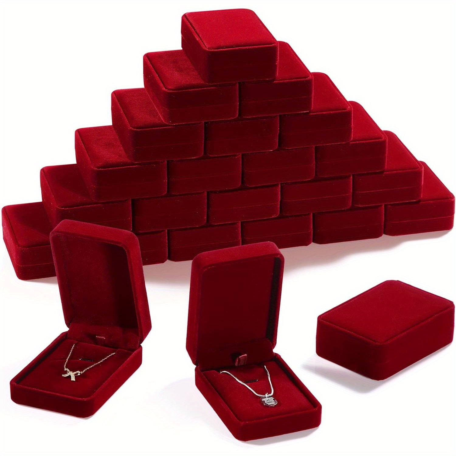 Set Of 12 Velvet Boxes For Storing And Displaying Necklaces, Rings, Earrings, And Pendants; Ideal For Gifting On Occasions Like Christmas, Weddings, Engagements, Birthdays, And Anniversaries