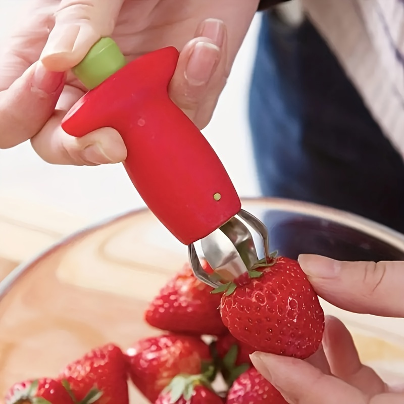 

1pc Stainless Steel Strawberry Corer , Fruit Remover, Kitchen Strawberry Slicing Tool, With Leaf & Stem Cutter For Home And Restaurant Use