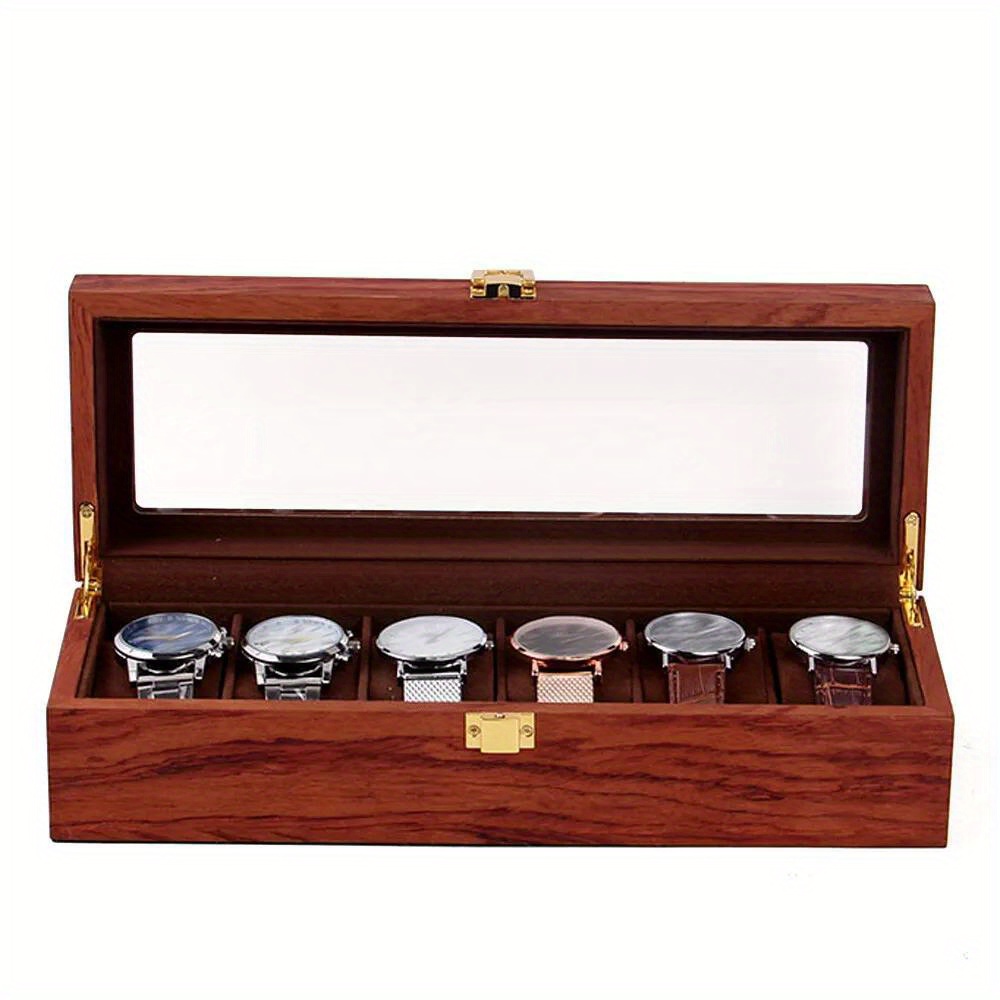 

6 Slot Wood Watch Box Display Case Storage Box Watch Display Box Jewelry Organizer