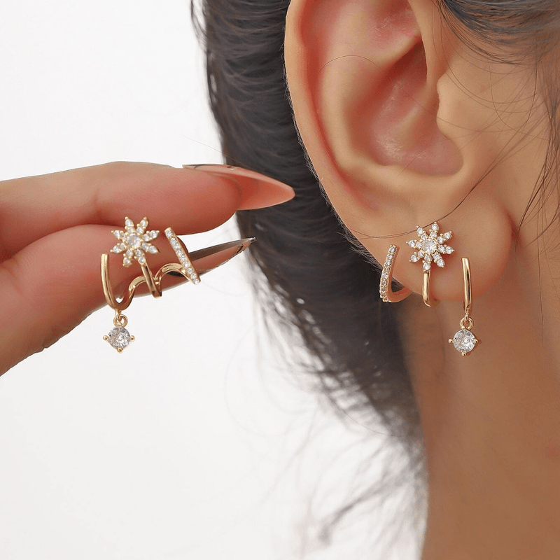 

2pcs Exquisite Geometry Elegant Fashion Gorgeous Stainless Steel Golden Earrings Women Daily Party Gift Banquet Dating