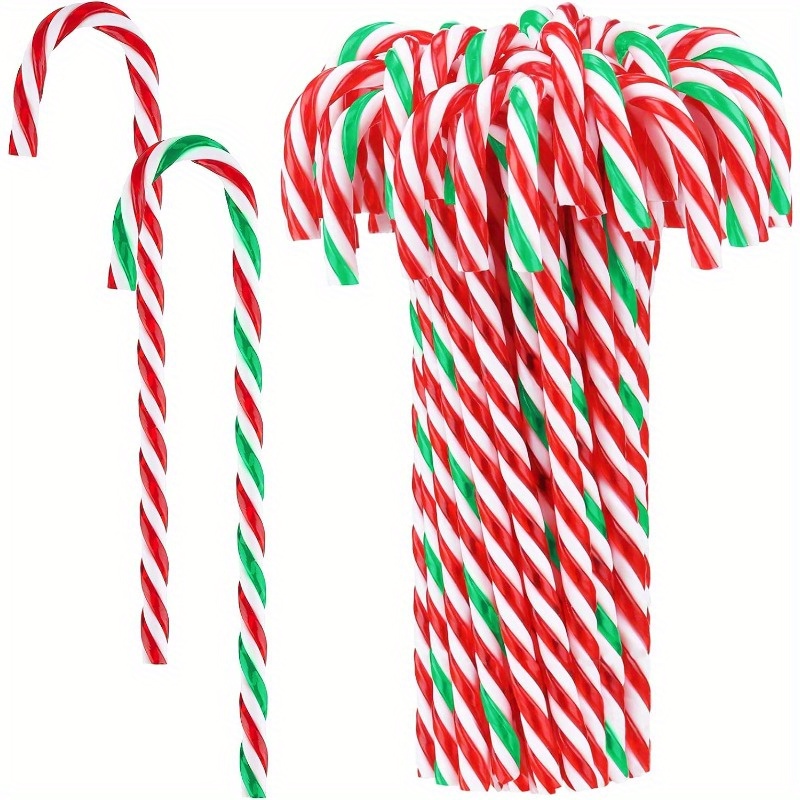 

50pcs Festive Christmas Candy Canes - Durable Plastic, Tree Decoration & Holiday Gifts, Red, , Christmas Decor