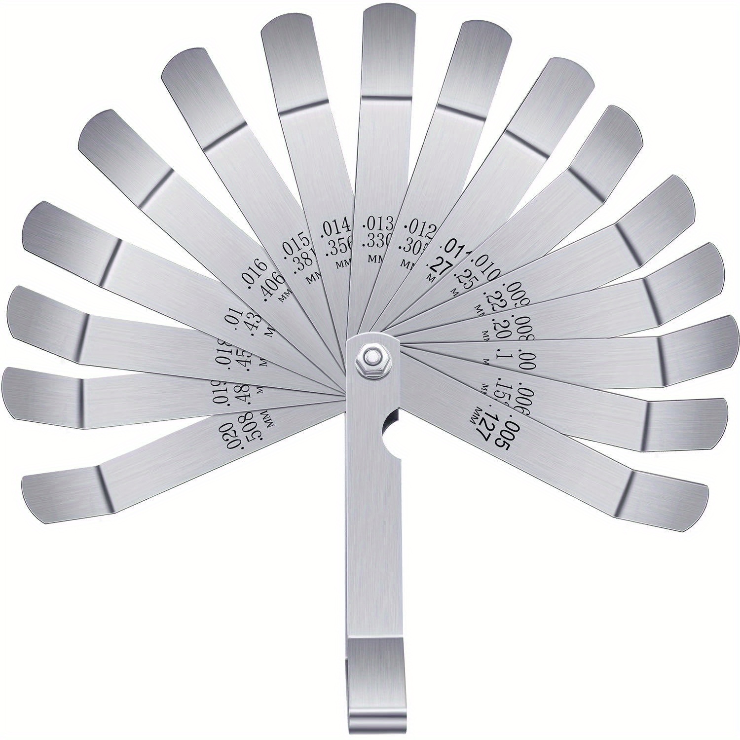 

304 Stainless Steel Set, Metric & Imperial Dual Marked Measuring Tool, 16 Blades, 0.005-0.02 Inch / 0.127-0.508 Mm