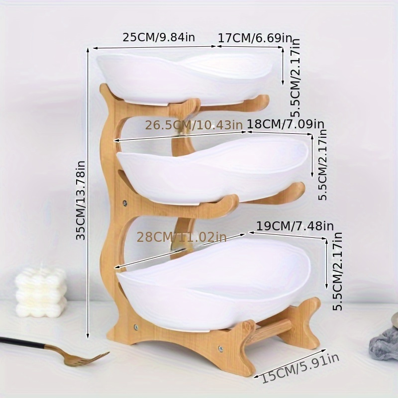 TEMU 1pc Creative Fruit Bowls, European-style Plastic Dried Fruit Bowls, Bamboo Racks, Household Snack Bowls, Candy Trays, Fruit Baskets
