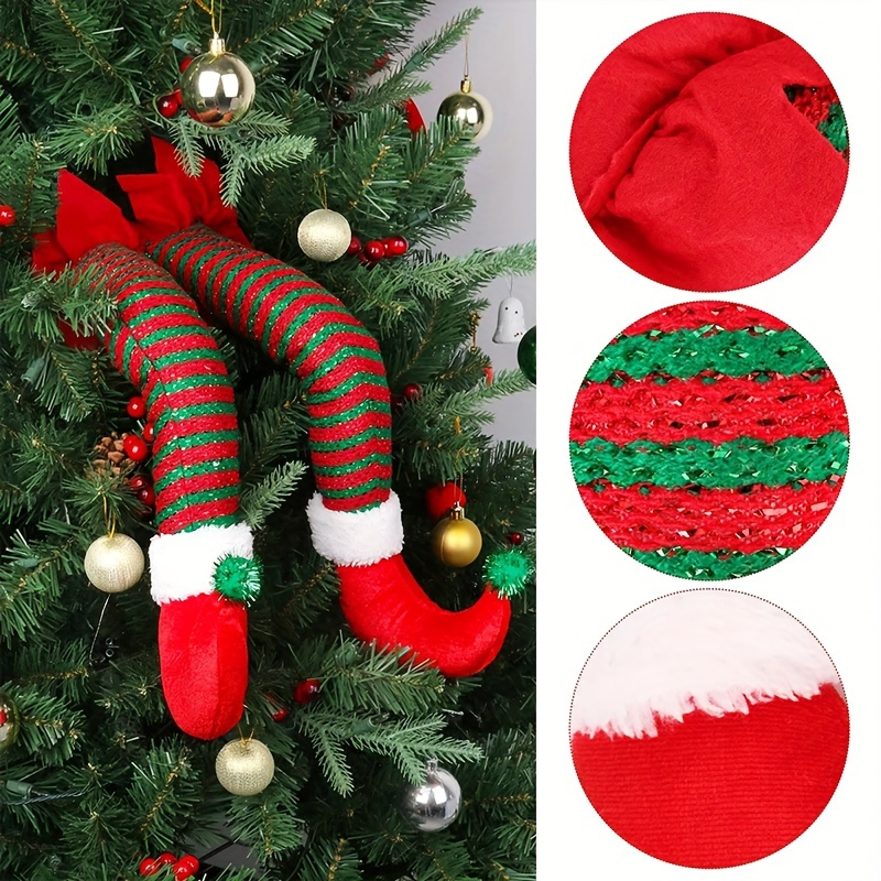 

1pc Contemporary Christmas Elf Legs Hanging Decoration, Festive Tree Mantel Ornament, Non-feathered, No Electricity Needed - Holiday Decor Accessory