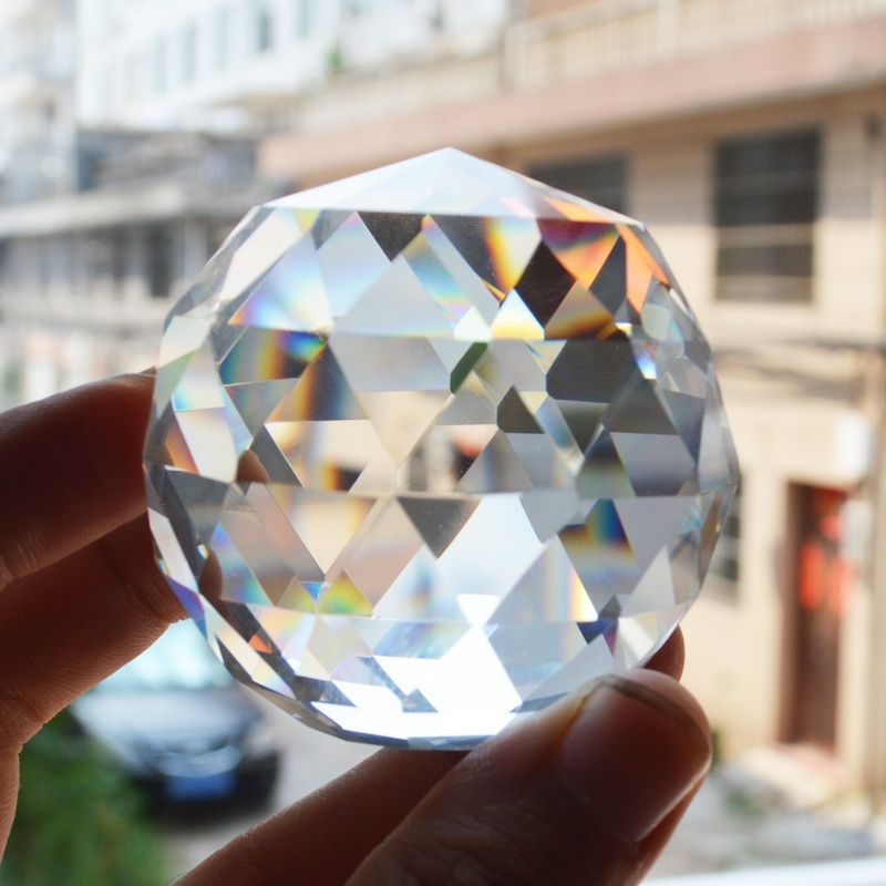 TEMU Boule de Cristal de Quartz Facetté Élégante - Parfaite pour le Shui, la Décoration de & | en Verre de pour Mariages & Espaces Esthétiques