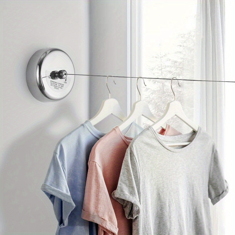 

1pc Retractable Clothesline – Other Material, Heavy-duty 9.2ft Adjustable Laundry Line For Indoor & Outdoor Use, Wall Mounted Drying String For Bathroom, Hotel & Home