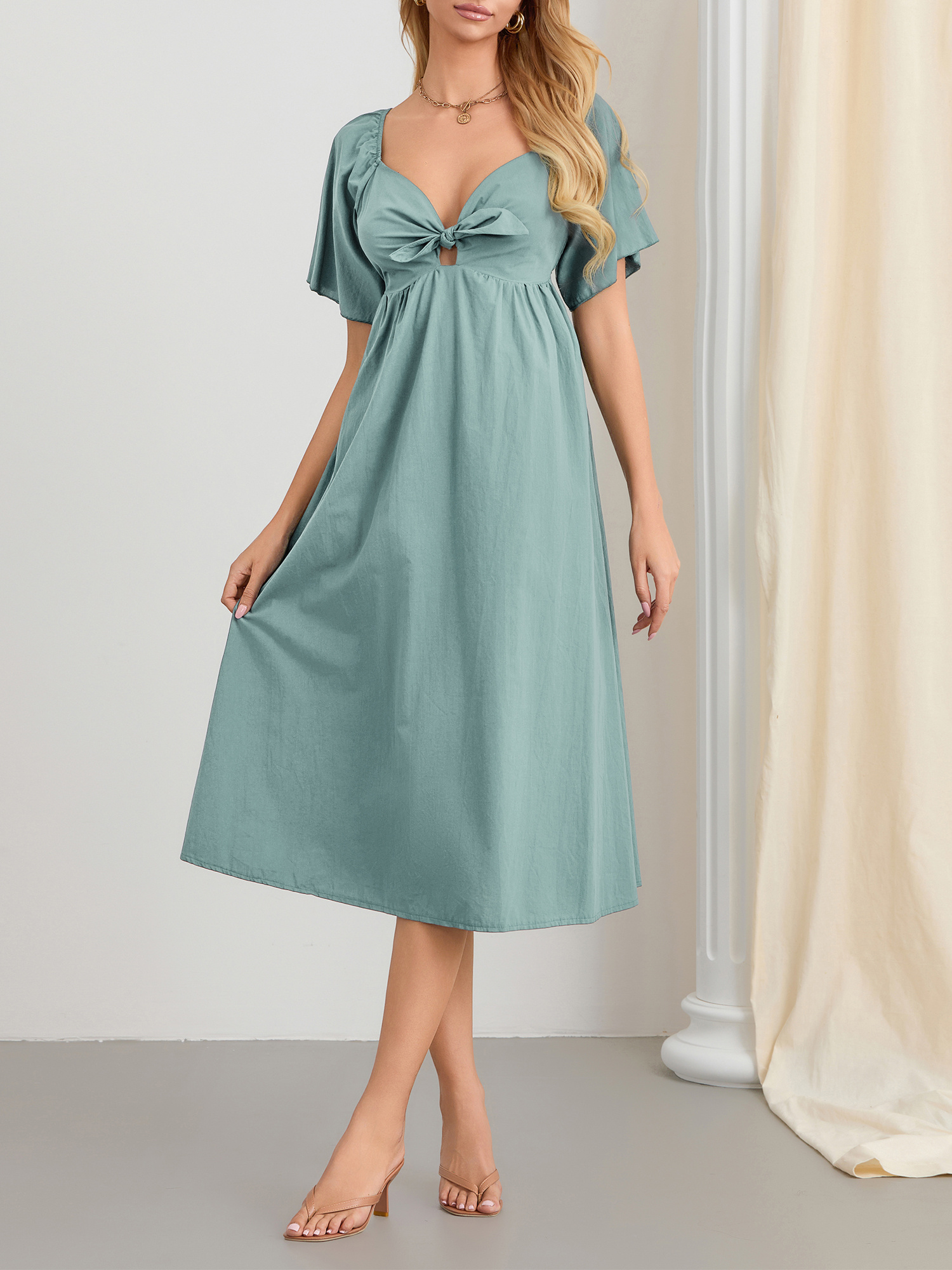 marchesa notte guipure lace a-line dress A-Line Front Knot Dress main image 0