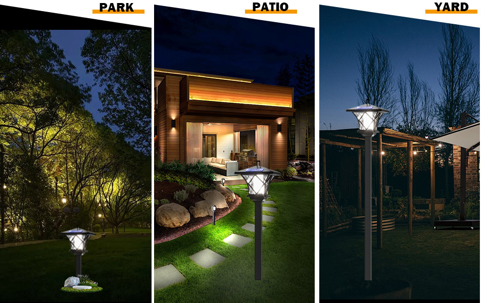Solar Lamp Post Light Outdoor - Hexagonal Design With Motion Sensor & Waterproof Base