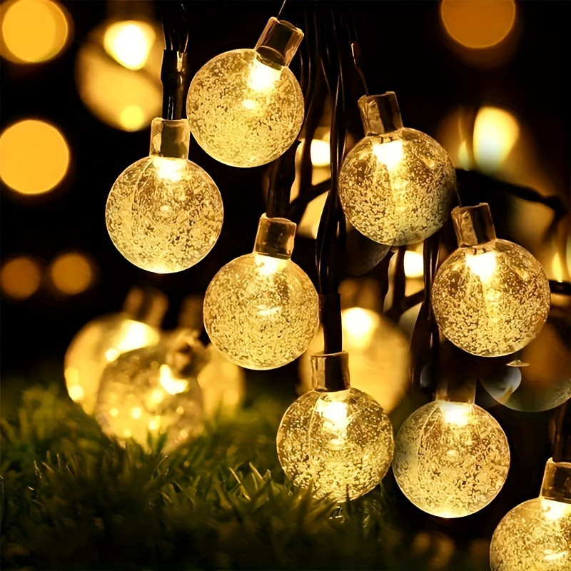 1 16.33 Ft/(4.98 M) 20 Led Bubble Ball Lights, Outdoor Solar String Lights, Ip65, 1.7 Cm Spheres, Button Control, For Summer Garden, Patio, Yard, Trees, Wedding, Birthday Party