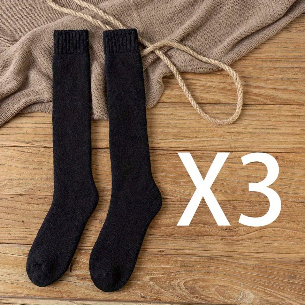 Image of 3 Pairs Of Autumn And Winter Models For Men And Women, Retro College Style, Extended And Thickened Warm Compression Socks, Ins Trendy Warm Thickened Calf Socks