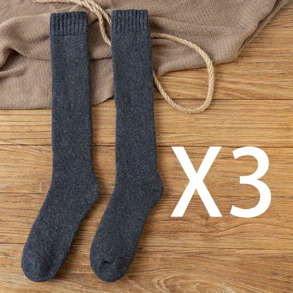 3 Pairs Of Autumn And Winter Models For Men And Women, Retro College Style, Extended And Thickened Warm Compression Socks, Ins Trendy Warm Thickened Calf Socks