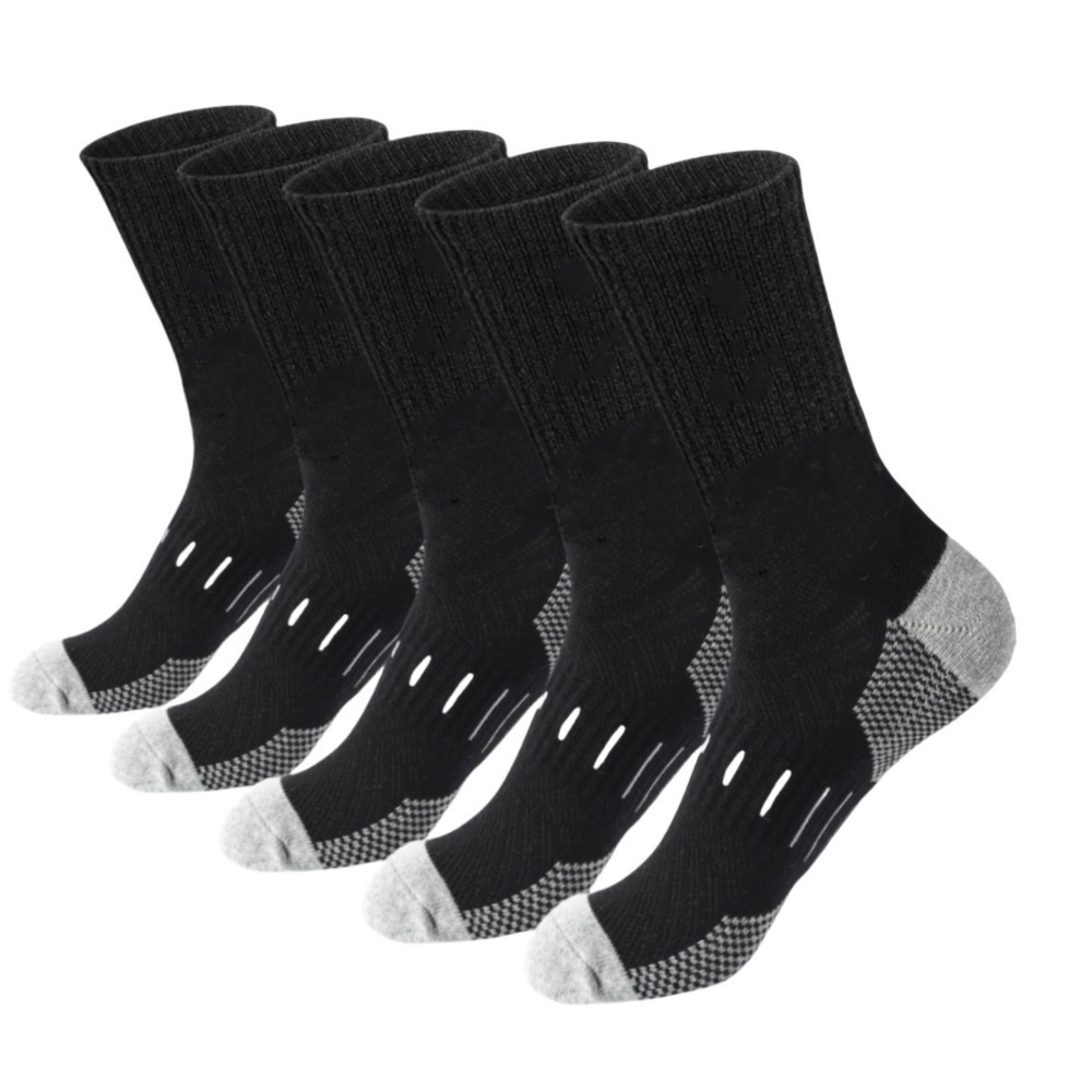 

5 Pairs Men's Tall Socks - Moisture Wicking Sweat Sports Socks - Striped Design - Hand Wash Only