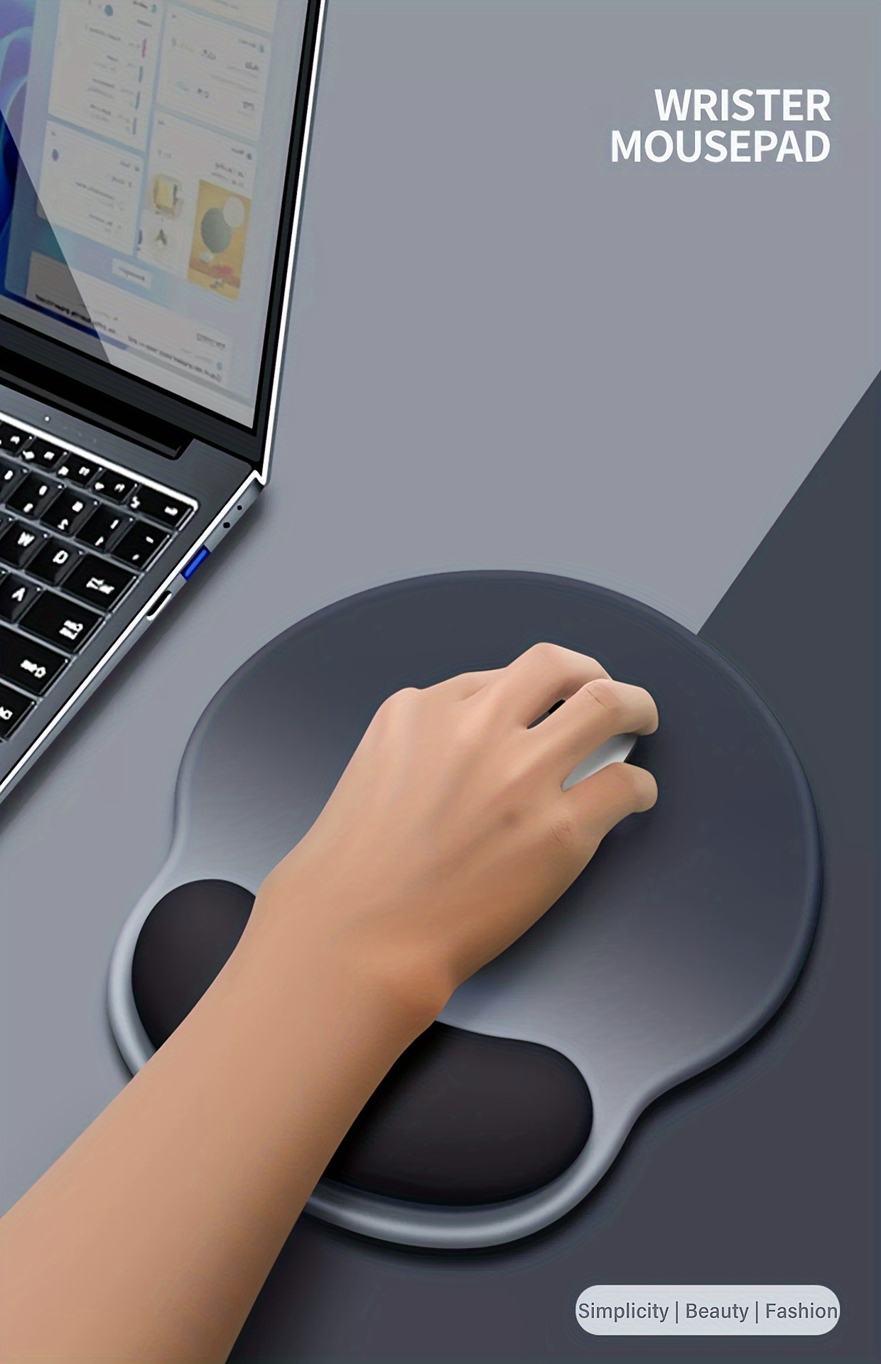 1pc ergonomic silicone mouse pad with wrist support non slip round desk accessory for comfortable office work computer and laptop use   keyboard and mouse wrist rest   modern tech accessory ergonomic support mouse pads for des details 0