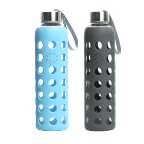 reusable glass water bottle with colorful silicone sleeve outdoor water bottle glass drinking bottle tumbler 20 oz