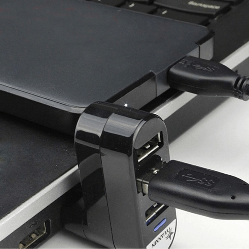 Mini Hub USB de 3 Puertos con Conector Giratorio de 180° para Laptop y PC - Adaptador Portátil Ligero Sin Alimentación, Alimentado por USB, Diseño Compacto, Plástico Duradero, Sin Batería, Ideal para Oficina en Casa y Viajes, Adaptador de Viaje | Hub USB Compacto | Hub de Plástico Duradero, Hub USB, Cable de Extensión USB, Cable de Extensión USB, Cable USB, Accesorio de Calculadora para la Escuela, Mini Calculadora para Escritorio, Calculadora