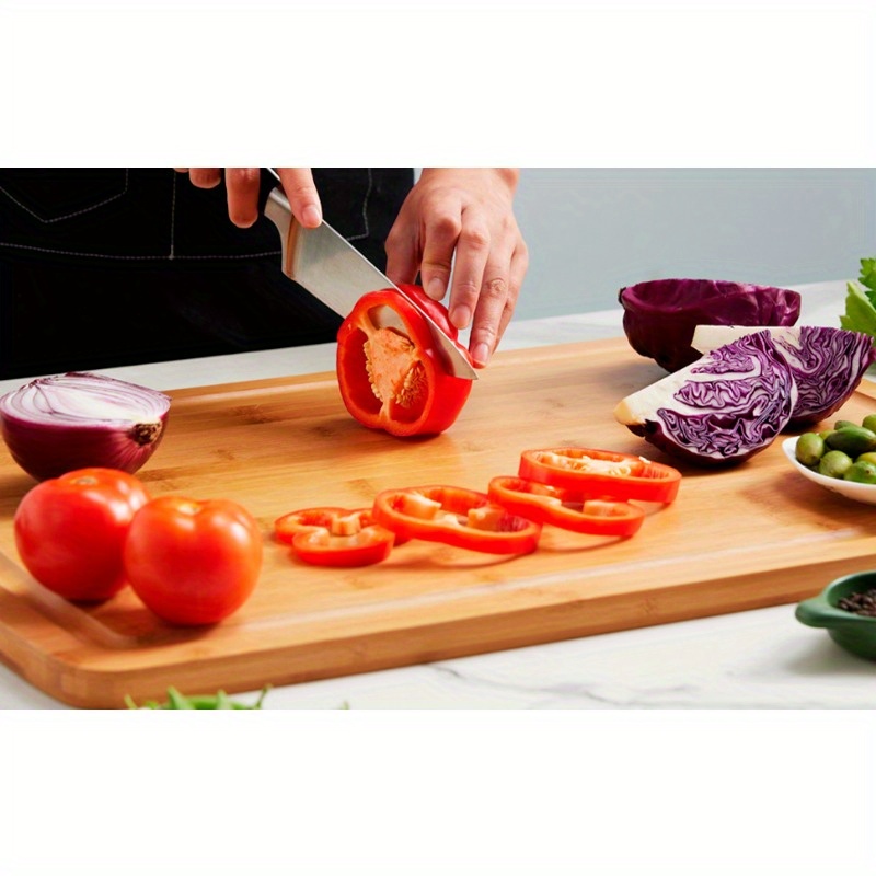 extra large bamboo cutting board 25x16 inch thick   with juice   for meat vegetables   charcuterie kitchen essential details 1