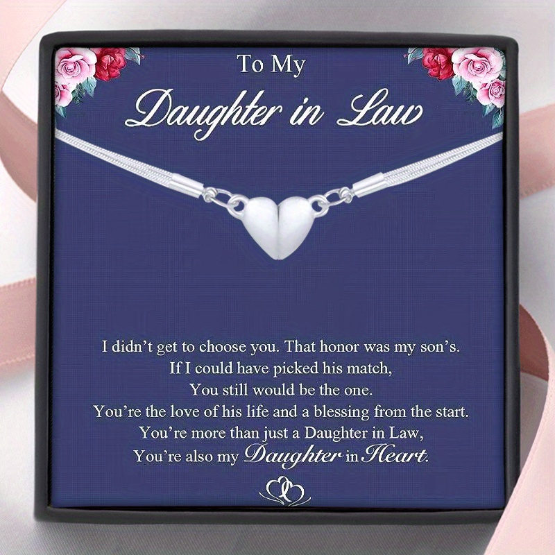 

To My Daughter In Law Magnet Heart Necklace, Daughter In Law Necklace, Wedding Gift, Birthday Gift, Christmas Gift