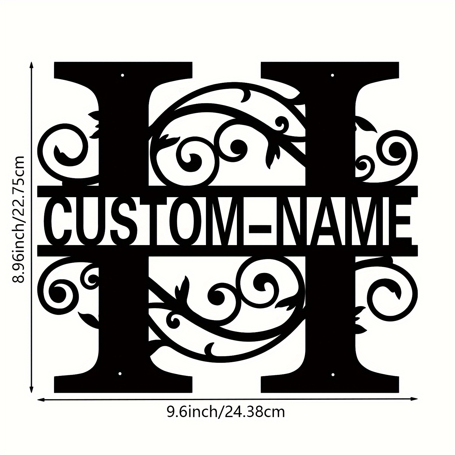 custom name iron   personalized metal monogram sign farmhouse home decor indoor hanging customizable   plaque for adults 14 details 3