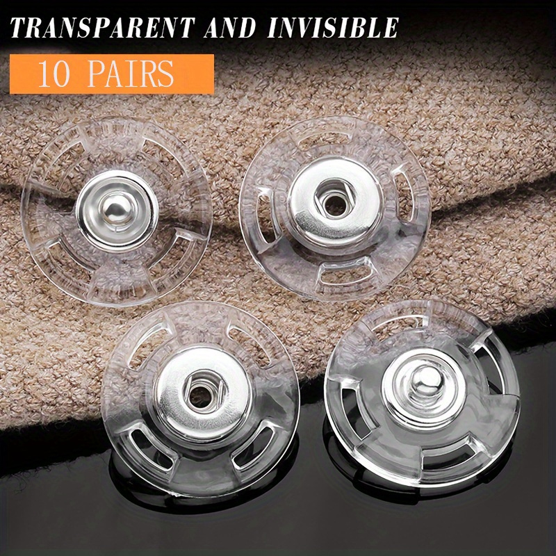 

10 Pairs Of Transparent Hidden Buckles, Round Mother Buckles, Sweater Clothes Inner Buckles, Acrylic Zirconia Buckles, Multi-functional Shirt Buttons, Sewing Buttons