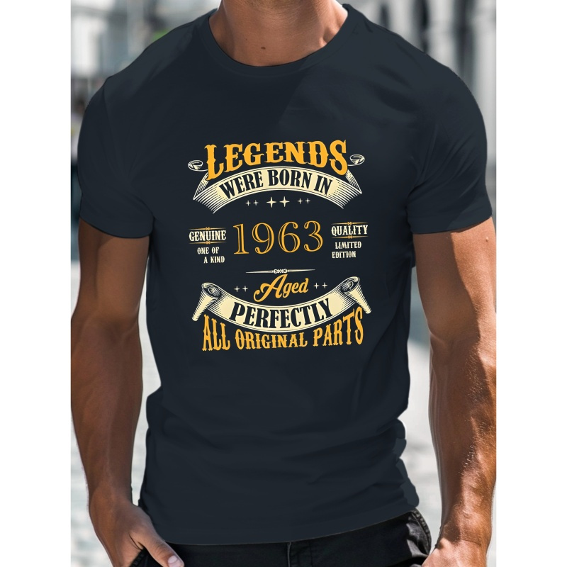 

Legend Was Born In 1963 Printed Men's Casual T-shirt, Polyester, Soft Breathable Quick Dry Fabric, Short Sleeve Round Neck Summer Tee