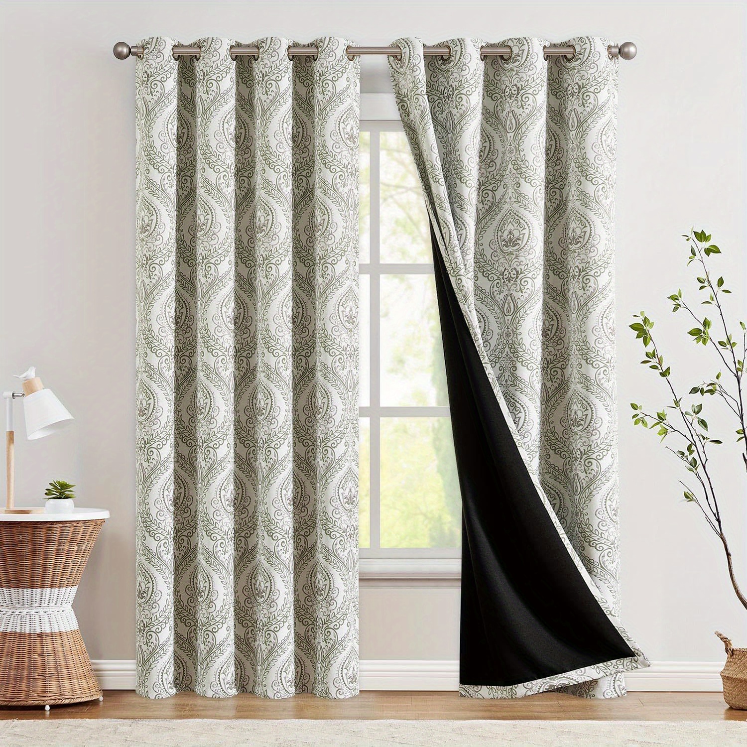 TEMU Jinchan 100% Curtains Window Curtains For Bedroom Thermal Insulated Drapes For Room Window Treatments Set 2 Panels