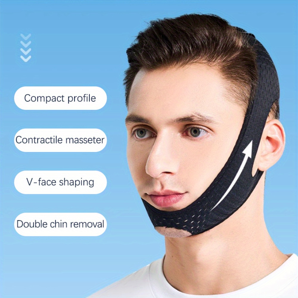 TEMU Men's Face Shaping Mask - Slimming & Firming Facial Bandage For Reducing Double Chin, Fragrance-free