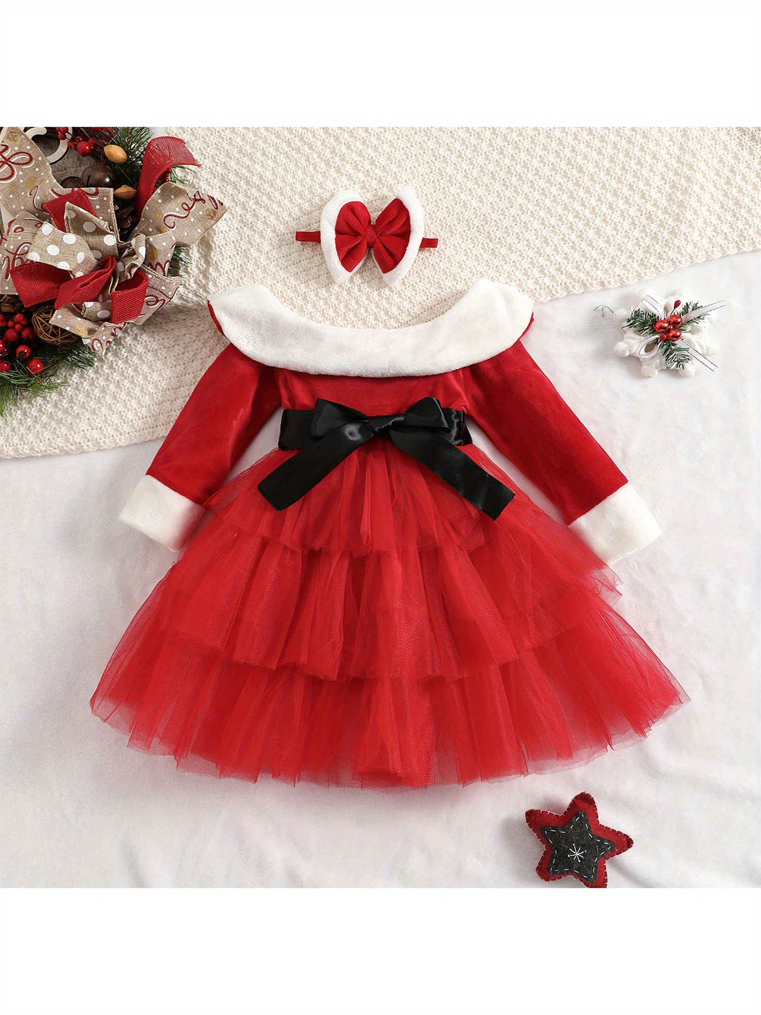 white christmas dresses Baby Girl Christmas Dress, Red Tulle Tutu Romper for Toddler & Newborn