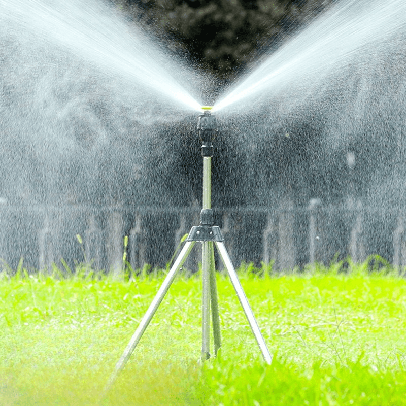 

360 Rotary Irrigation Tripod Lawn Garden Sprinkler With Telescopic Support And Stainless Steel Head - Battery-free, Compatible With European And American Thread Standards