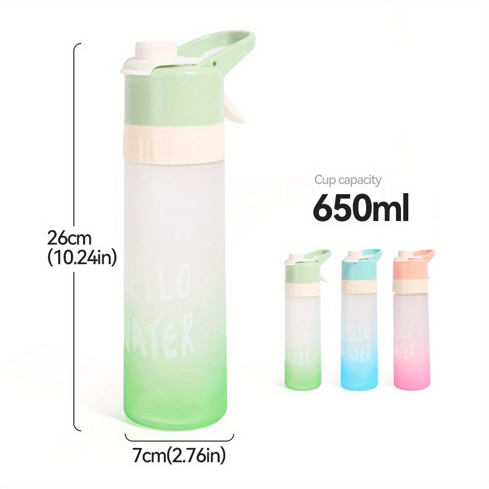 

1pcs 650ml/ 21.98oz Bpa-free Gradient Colors Straight Plastic Cup Incloud Handle Spray Mouth Transparent Bottle Suiable Outdoor, Sport, Travel