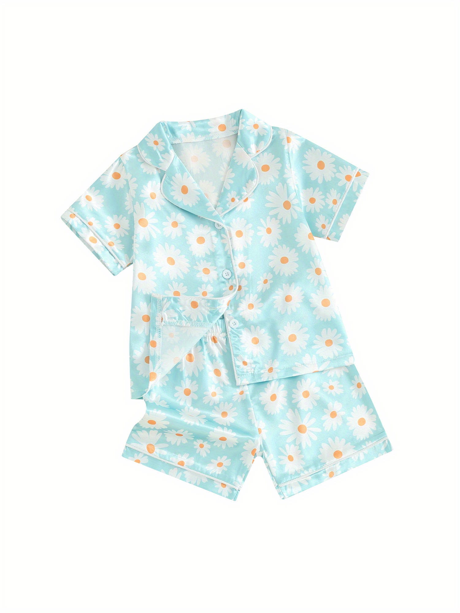 toddler baby kids summer pajamas set short sleeve button Temu