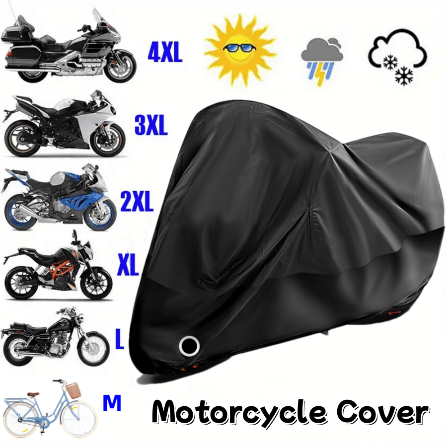 

Black Motorcycle Cover With , Anti-theft Lock Hole & Outdoor Storage Bag, 4--day Thickened Protection For Bicycles & Motorcycles, Full Sunshade Cover For , For Honda, For , Kawasaki,