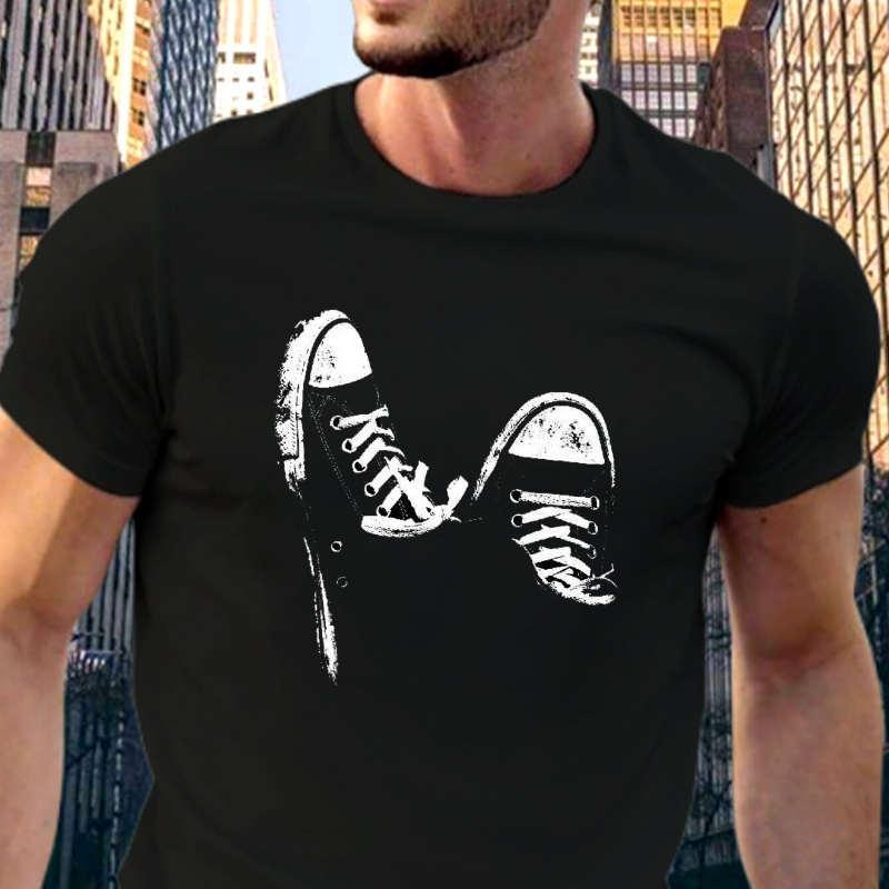 

Shoe Print Tee, Men's Cotton Short-sleeve Pullover T-shirt