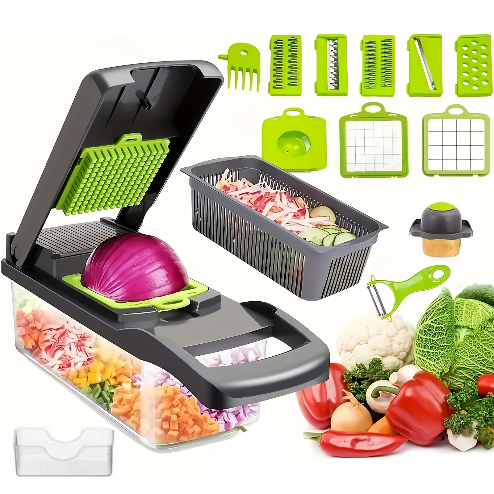 

16 Pcs/ Set, , Multifunctional , Manual , , 16 In 1 Onion Multiple Interchangeable Blades, Household , , , Suitable For Restaurants