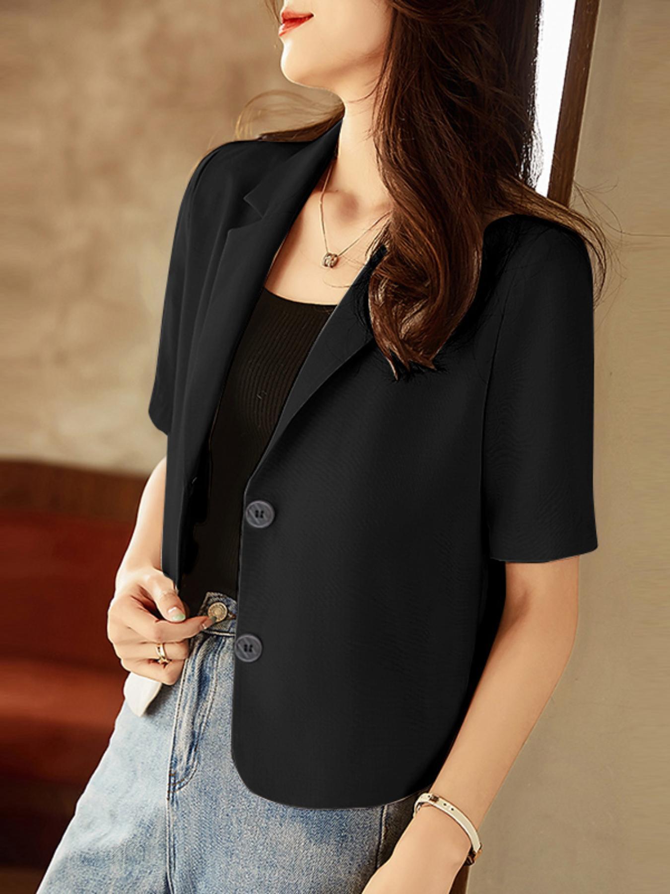 【BAON】[unisex] Tsubaki Collar Button Crop Jacket DHgate.com:Mens Casual Solid Color Long Sleeve One Button