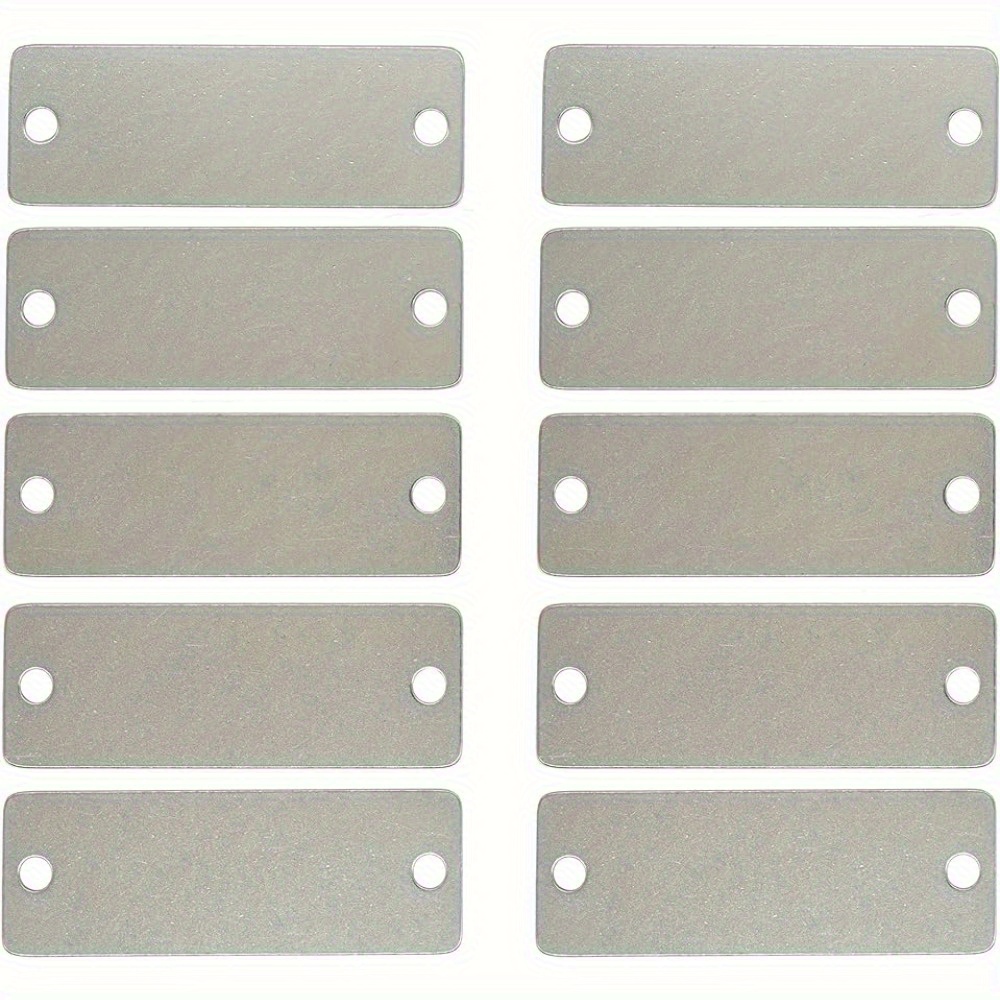 

10 Pack Of Stainless Steel Rectangular Blanks With 2 Holes - Perfect For Jewelry Making, Engraving Gifts, Durable And Rust-resistant - 0.8 X 1.6 Inches