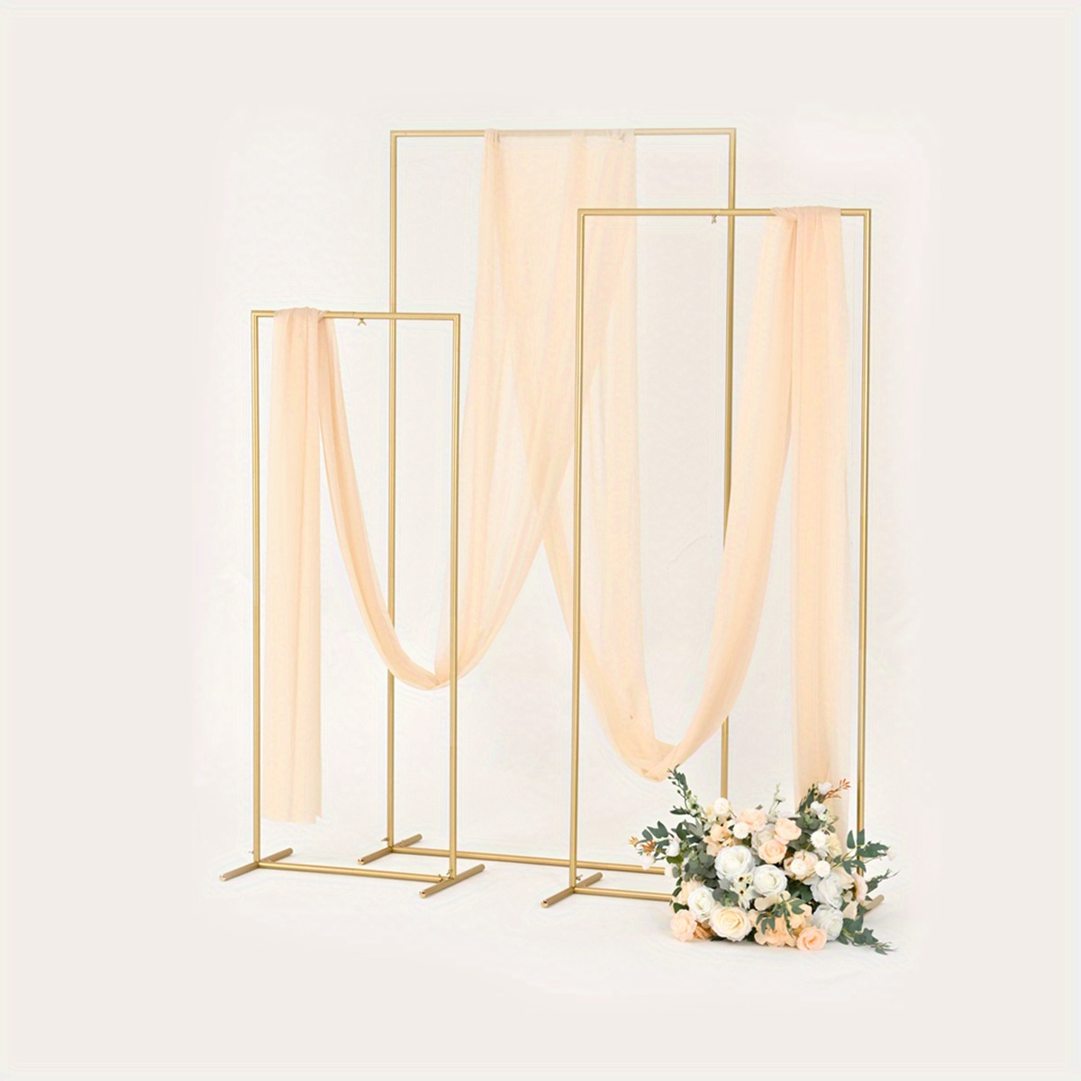 

3pcs Square Wedding Arch Backdrop Stand, Balloon Arch Stand, Metal Arch Backdrop For Birthday Party Wedding Graduation Anniversary Golden