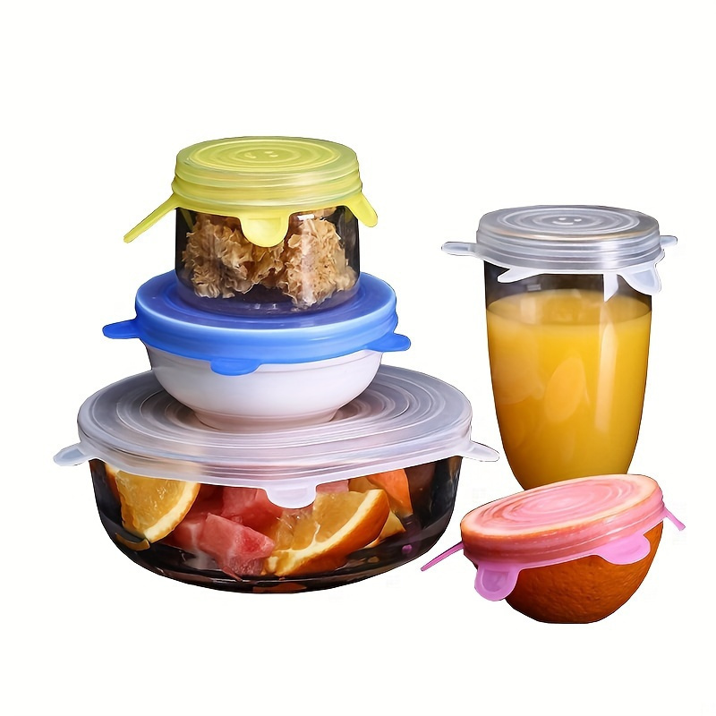 6  silicone stretch lids reusable     covers for bowls jars more dishwasher freezer safe bpa   essentials details 6