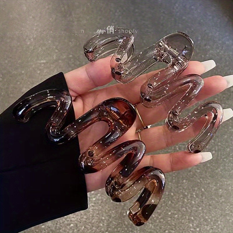 

Elegant Plastic Hair Clip With Curved Design - Suitable For 14 And Up - Minimalist Style - Single Piece - Elliptical Shape