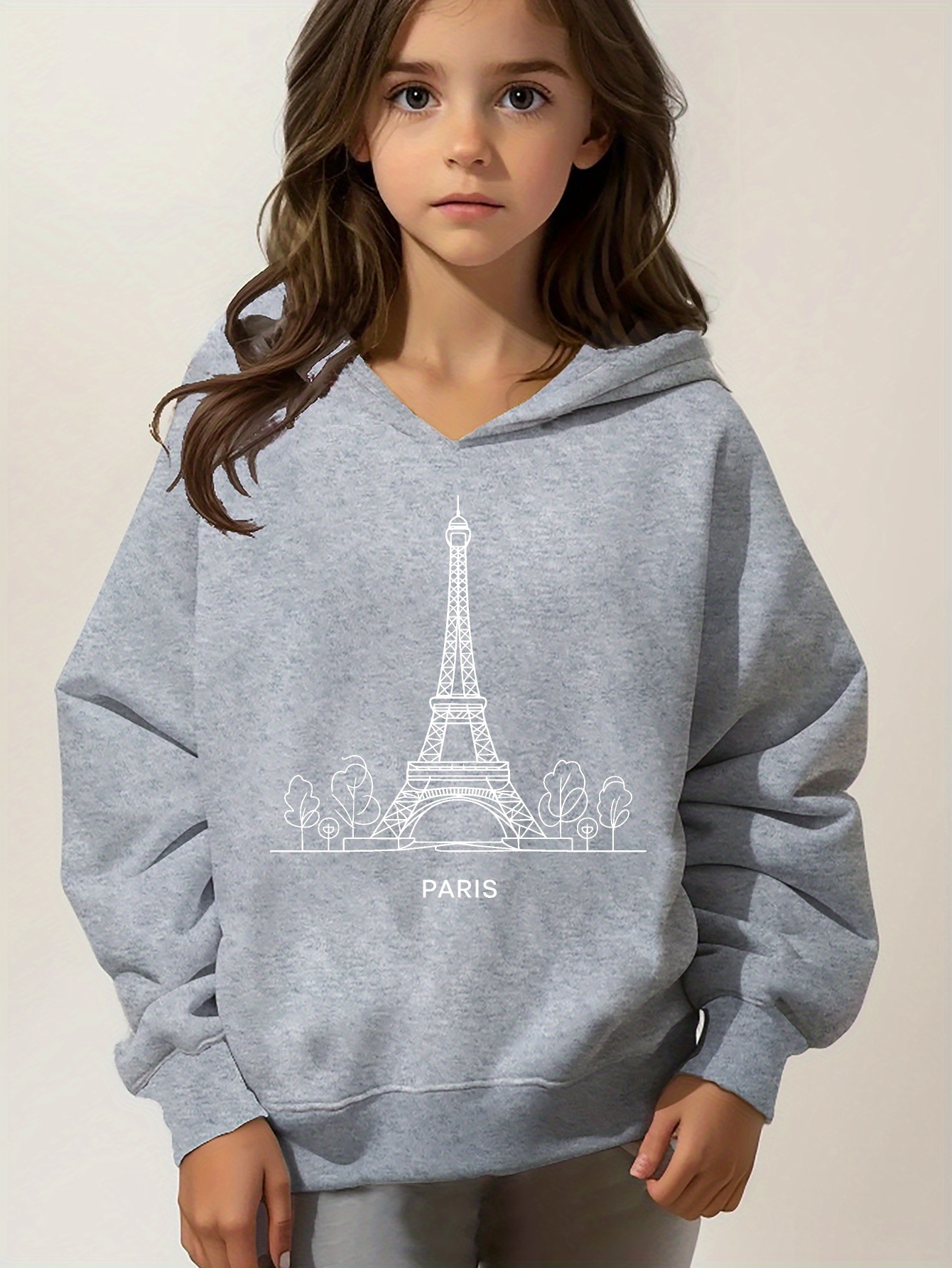 paris girls grey hoodie