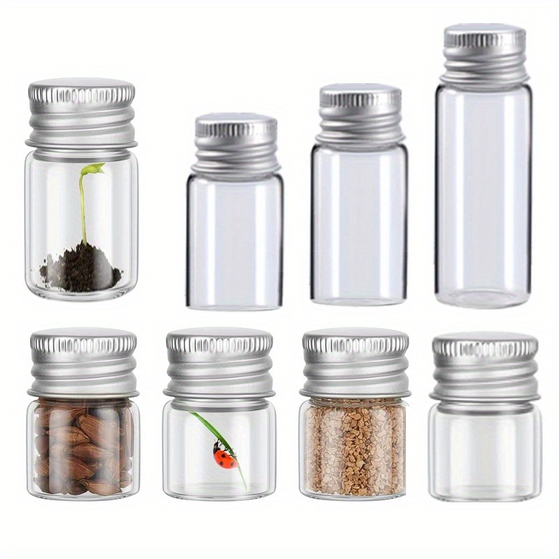 

20 Pcs Mini Glass Bottles With Aluminum Screw Caps - Refillable Transparent Vials 5ml 10ml 15ml 20ml - Paba-free, Essential Oil Containers, Wedding Favors, Diy Crafts