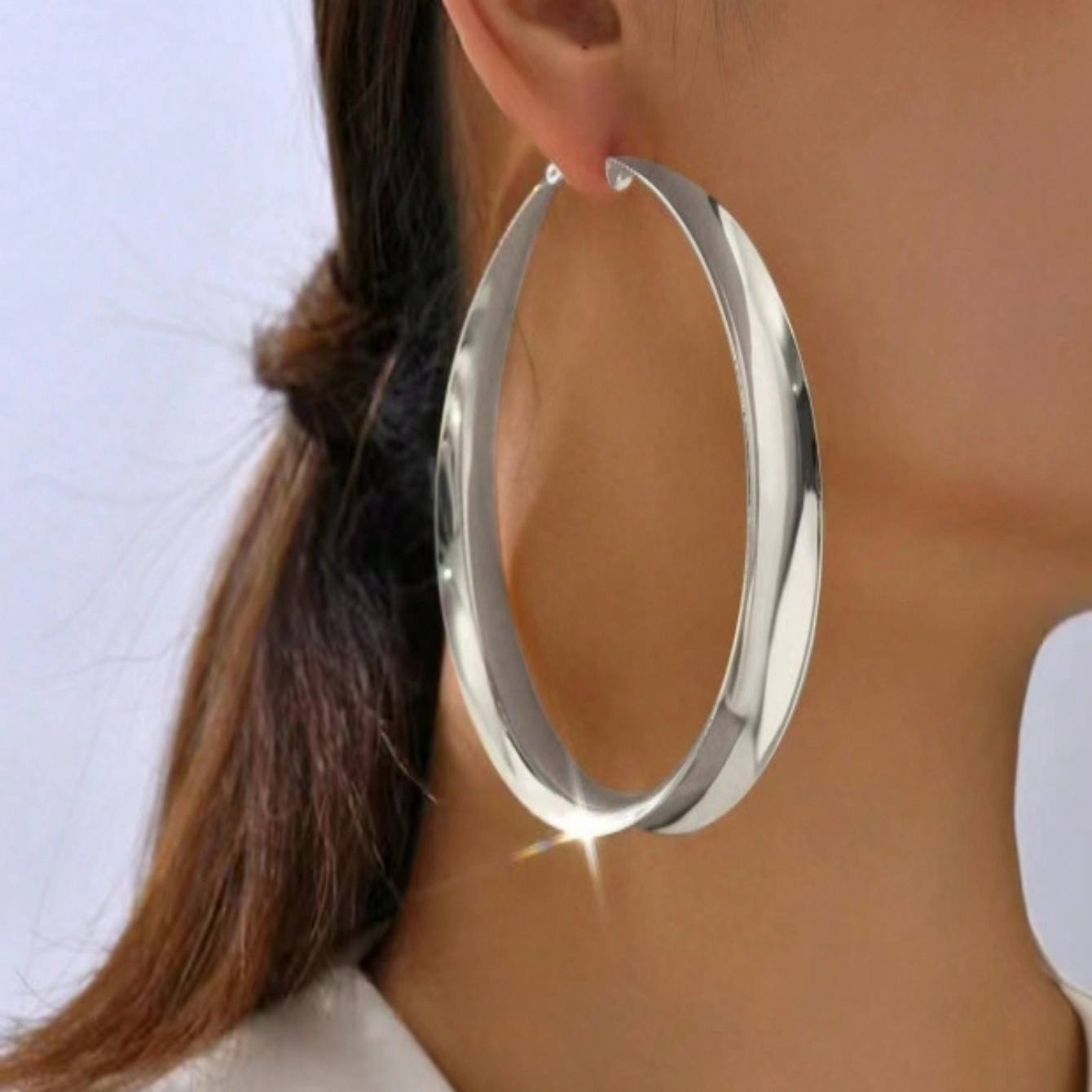 

1pair Fashionable Exaggerated And Versatile Minimalist Oversized Hoop Earrings For Women